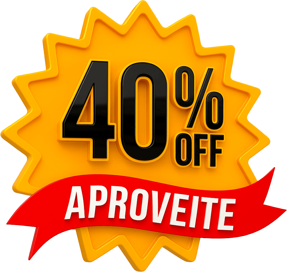 Selo promocional 40% OFF aproveite